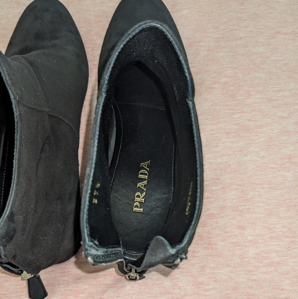 Prada Calzature Donna Camoscio Nero Ankle Boots - Picture 5 of 9
